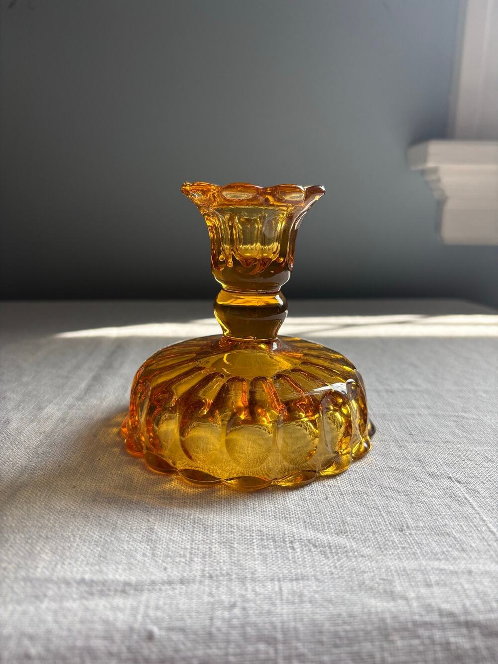 Vintage Fenton glass reversible candlestick holder trinket bowl